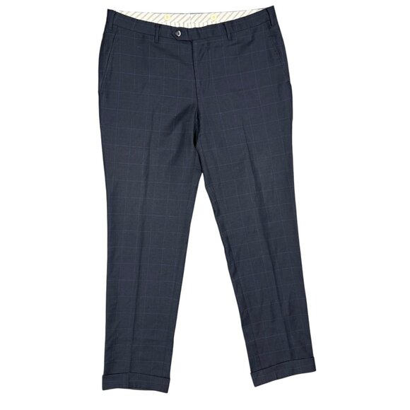 Pal Zileri Other - Pal Zileri Dress Pants Windowpane Wool Trousers Made in Italy Blue 36x32